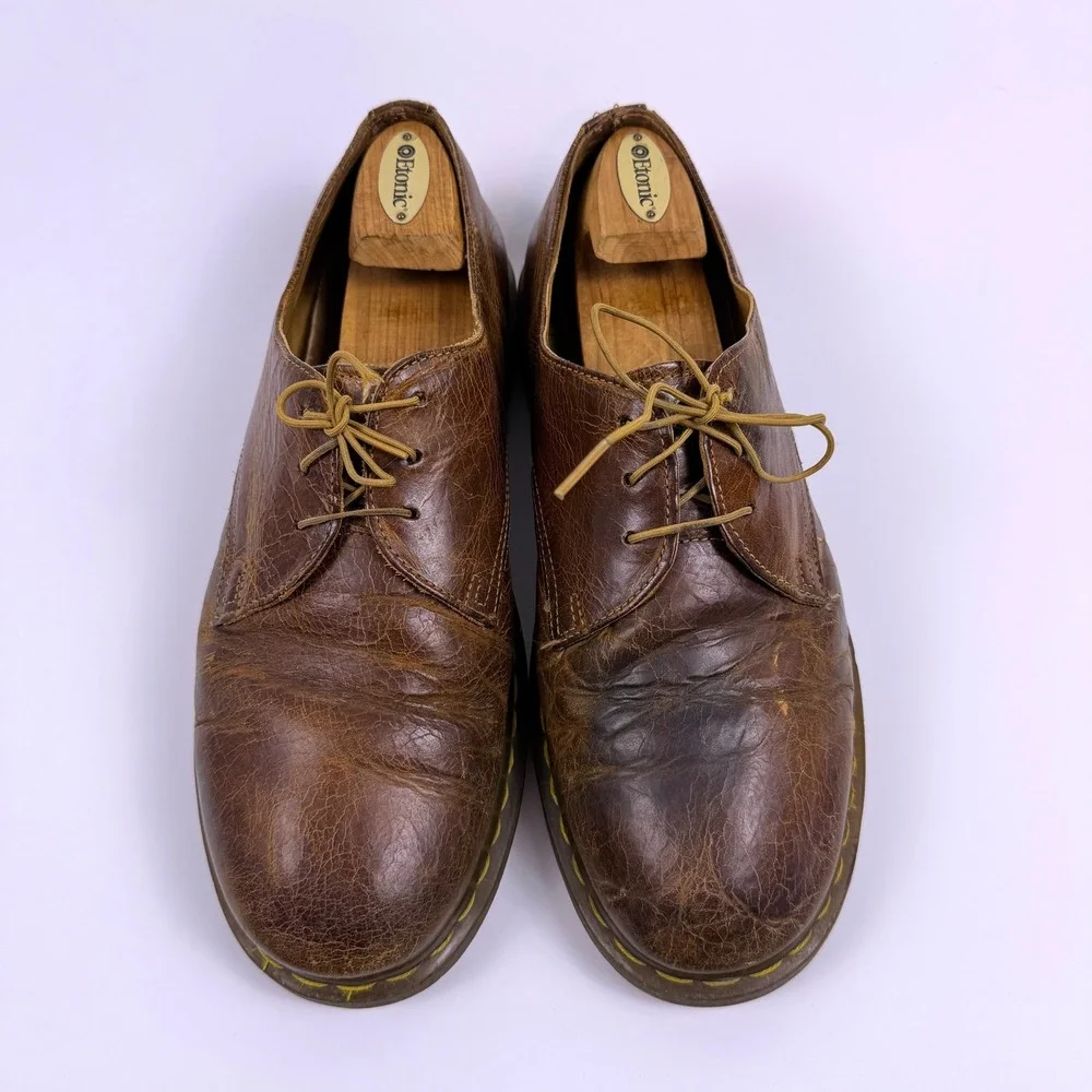 VTG Dr. Martens 1461 3-Eye Oxford Shoes Mens 11 Crazy Horse Leather Academia